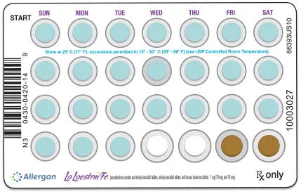 Lo Loestrin® Fe (norethindrone acetate & ethinyl estradiol tablets, ethinyl estradiol tablets & ferrous fumarate tablets) Pill Pack